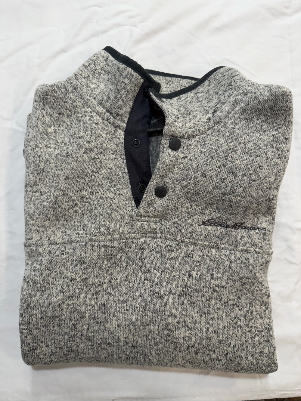 Eddie Bauer Men’s Radiator Fleece Snap Pullover Gray Large